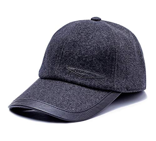CHENNUO Baseball Kappe Herren Mütze Schirmmütze Wärmer Winter Caps mit Ohrenklappen (Dunkel grau)