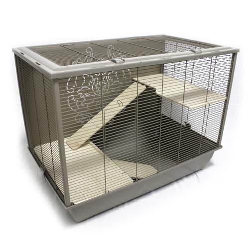 ZooPaul Premium Hamsterkäfig XXL Marcus Glamour mit Design Rückwand Mocca 58x78x48 cm Nagerkäfig Kleintiere