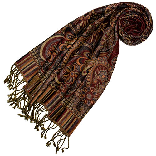 Lorenzo Cana - Damen Schal aus weicher Wolle aufwändiges Paisley Muster bunt mehrfarbig 35 x 160 cm Wollschal Wolltuch Damenschal Damen 78402