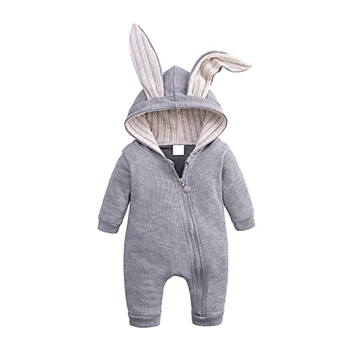 Kleinkind Baby Unisex Cute Bunny Ear Langarm Reißverschluss Strampler Pyjama One Piece Herbst Winter Playwear