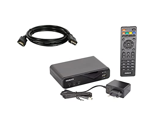 Humax HD Fox Digitaler HD Satellitenreceiver 1080P Digital HDTV Sat-Receiver mit 12V Netzteil Camping - Astra vorinstalliert - HDMI, SCART, DVB-S/S2 PVR Ready (inkl. conecto HDMI Kabel)