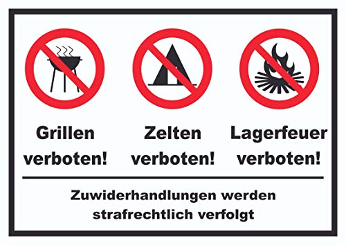 HB-Druck Grillen Zelten Lagerfeuer verboten Schild A3 (297x420mm)