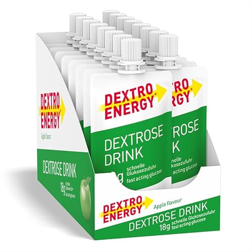 Dextro Energy Dextrose Drink - Flüssige Glucose zum Trinken und Genießen mit leckerem Geschmack zum Ausgleich des Blutzuckerspiegels - Apple - 16 x 50 ml (16er Pack)