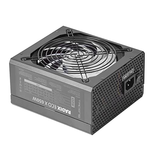 Tacens Radix ECO X 650, Netzteil PC ATX 650W, 6 Jahre Garantie, Silent AI-RPM Technologie, 87% Wirkungsgrad, Schwarz