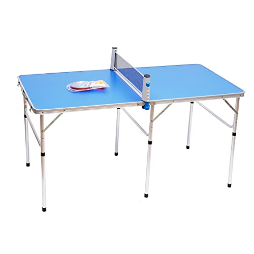 Donened Tischtennisplatte 152 * 76 * 76cm, Freizeit Tischtennistisch mit 2 Tischtennisschlägern und 3 Bällen für Innen- oder Außenbereich