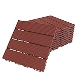 Balkon Terassenfliesen Patio Fertiger Interlocking Bodenbelag Deck Fliesen Innen Außen Garten Decking Déco 30x30 cm 8-Pack Ziegelfarbe