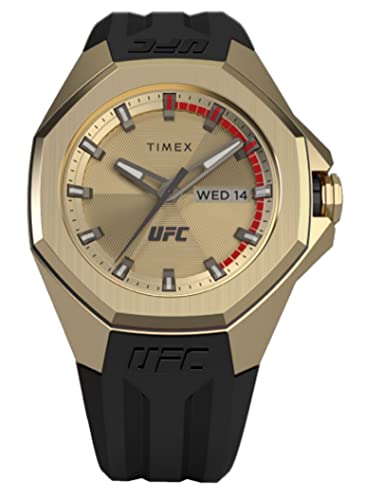 Timex UFC Men's Pro 44mm Watch - Black Strap Gold-Tone Dial Gold-Tone Case