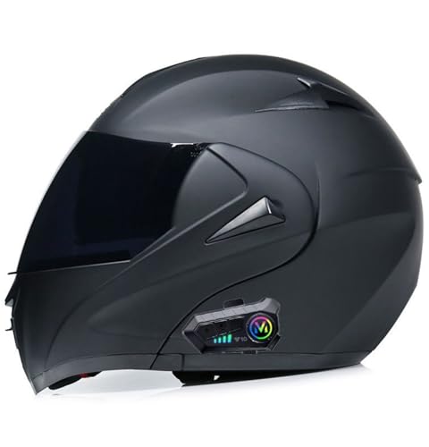 Motorradhelm mit Bluetooth Klapphelm Doppelvisier Modularer Helm ECE/DOT Zertifiziert Integralhelm Vollvisierhelm mit Mikrofon für Automatische Sturzhelm für Erwachsene Damen 2,M