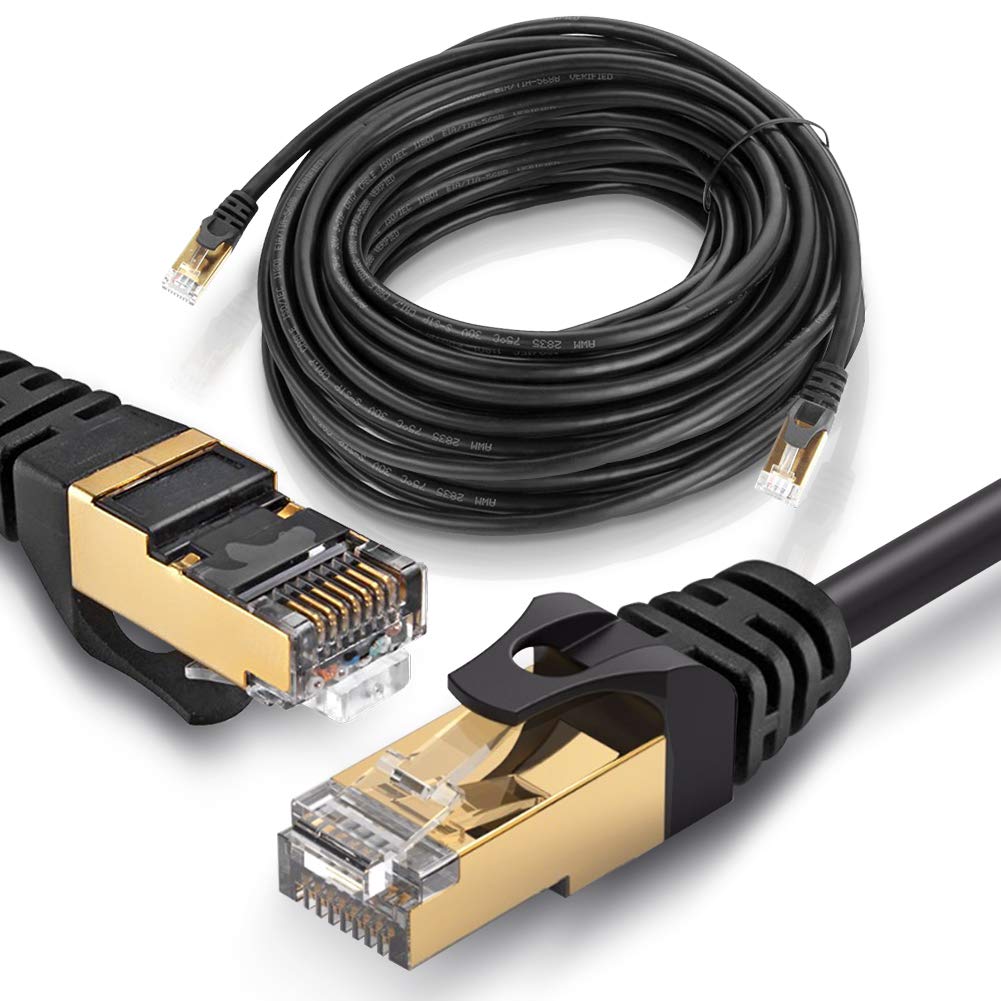 Cat8 CAT8.1 Netzwerkkabel 1-15 m Patchkabel Internet Ethernet LAN DSL Netzwerk F/FTP Kabel vergoldet Schwarz, Farbe:Schwarz, Länge:15 m