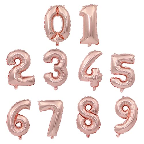 Ballons rosa 50 Stück/Charge 16-Zoll-Zahl Aluminiumfolie Ballon Rose Gold Silber Anzahl Geburtstagsfeier Hochzeit Dekoration Duschbedarf Happy birthday ballon (Color : Rose Gold, Size : Number 8)