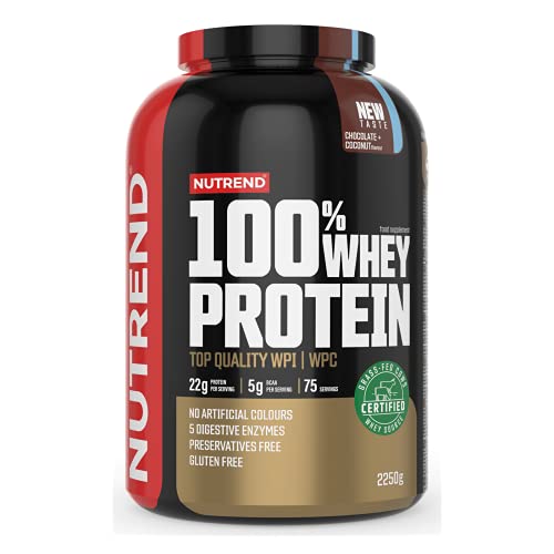 Nutrend 100% Whey Protein - Whey Protein Concentrate - Proteinpulver für den Muskelaufbau - Ergänzung für Bodybuilder - Aminosäuren - BCAA - 1er Pack x (Strawberry Banana, 2250g)