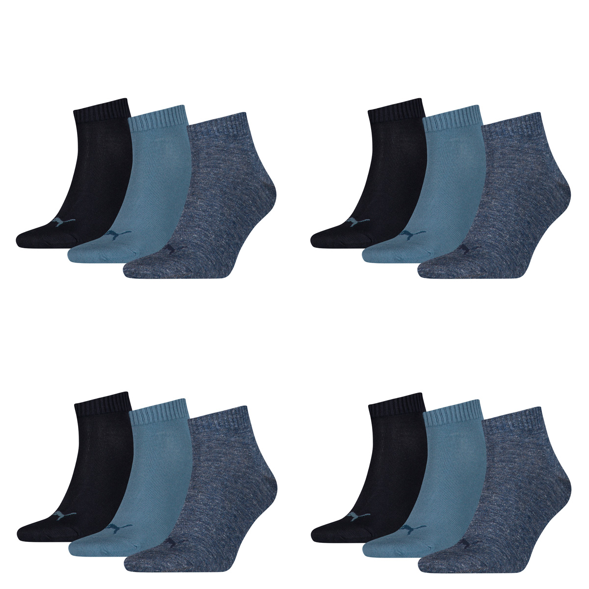 12 Paar Puma Unisex Quarter Socken Sneaker Gr. 35 - 49 für Damen Herren Füßling...