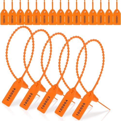 LOLPALONE Kunststoff-Manipulationssiegel, Sicherheitsetiketten, Sicherheitsetiketten, nummeriert, Orange, langlebig, 1000 Stück