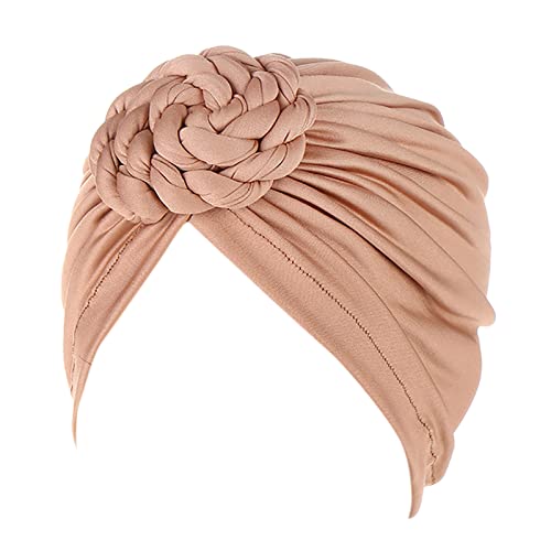 Haarnadel 5-teiliges Stirnband Wrap Cover Bohemian Turban Braids Cap Flower Hair Ethnic Hat Turban Adult Stirnbänder ( Color : Khaki , Size : Taille unique )