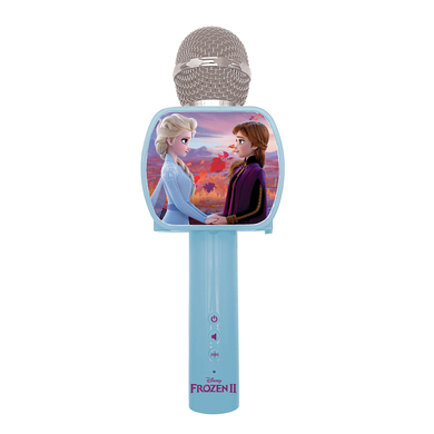 Lexibook MIC240FZ Frozen 2 Die Eiskönigin ELSA Bluetooth-Mikrofon mit Voice-Changer-Funktion, Einziehbarer Telefonhalter enthalten, Eingebauter Lautsprecher, Blau