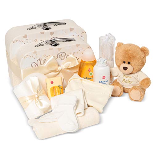 Baby Box Shop Geschenke Zur Babyparty Neutral - 12 Baby Reveal, Geschenk, Unisex Baby Geschenkset, Baby Geschenkset, Gender Reveal Geschenk - Baby Geschenk Neutral, Baby Geschenkset Unisex - Creme