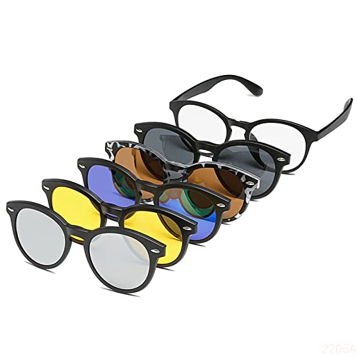 YQJY Magnetische Sonnenbrille, Polarisierte Sonnenbrille, Sonnenbrille Zum Aufstecken,5 Stück Polarisierte Sonnenbrillen Magnetclip Brillenglas Linsen Magnetclips Set,J
