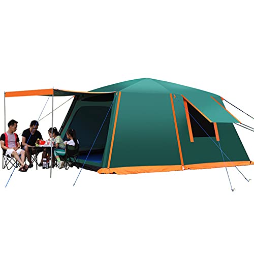 Wasserdichtes Kuppelzelt mit Veranda, automatisches Pop-up-Zelt, Sonnenschutz, einfacher Aufbau, doppellagige Familien-Campingzelte mit Tragetasche für Camping im Freien, Angeln, Grillen