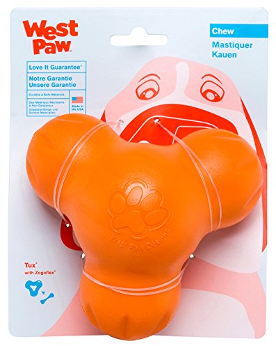 West Paw Zogoflex Tux Treat Dispensing Chew Toy for Dogs Tangerine