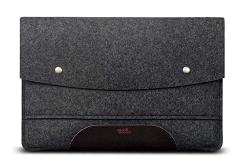 Pack & Smooch Für iPad Pro 10.5"/ iPad 10.2" Hülle Sleeve Case 100% Wollfilz Pflanzlich Gegerbtes Leder - Handmade in Germany - Anthrazit/Dunkelbraun