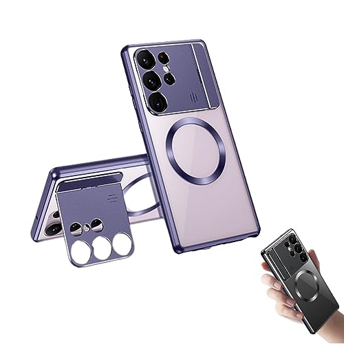 For Samsung S22/S23/21Ultra Magnetic Suction Folding Bracket Aromatherapy Phone Case, Aluminum Alloy Bracket Phone Case (For S21 Ultra,Purple)