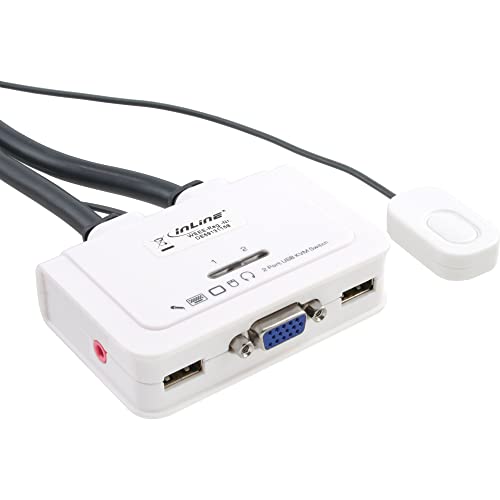 InLine 60613I KVM Switch mit Audio (2-Fach, VGA, USB, integriertes Kabel)