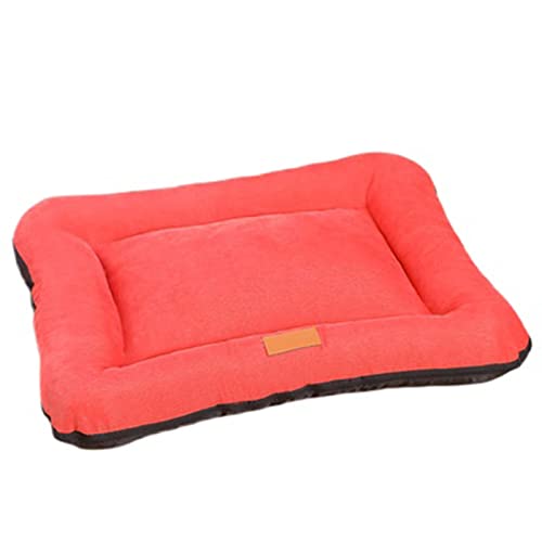 Orthopädisches Hundebett mit abnehmbarem Bezug mit Reißverschluss, bequem, warm, aus Cord, für Katzen und Hunde, rutschfest, beruhigend, Größe M, Orange / Rot