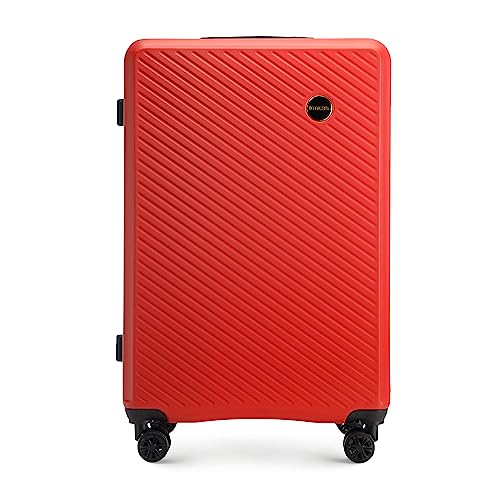 WITTCHEN Großer Koffer Circle line - Kollektion aus ABS mit Diagonalen Streifen Glänzend Strukturierten Größe L 96L Rot