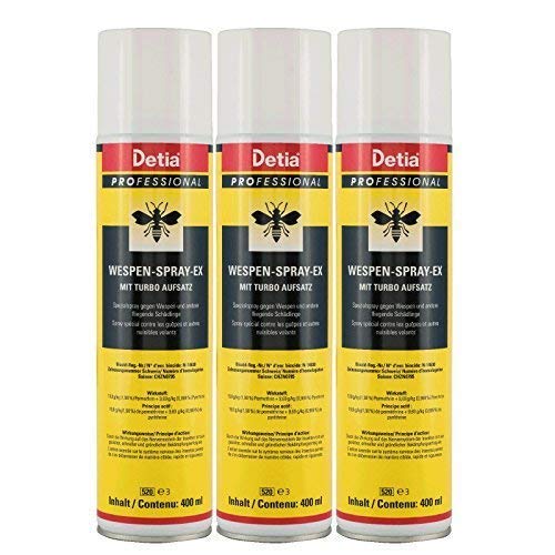 Detia - Wespen-Spray-Ex - 3X 400ml - Spezialspray zur schnellen und nachhaltigen Bekämpfung von Wespen