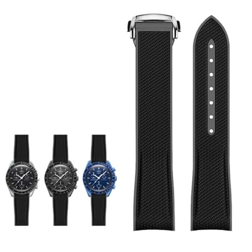 CZKE 20mm Uhrenarmband Für Omega X Swatch Joint MoonSwatch celestial Sport Curved End Uhren Band NEUE Gummi Silikon Uhrenarmbänder, 20 mm, Achat