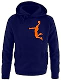 DUNK Basketball Slam Dunkin Erwachsenen Sweatshirt mit Kapuze HOODIE navy-orange, Gr.S
