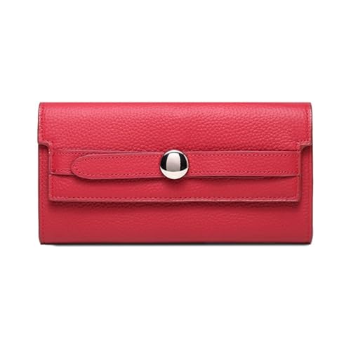 DXFBHWWS Damen-Geldklammern aus Rindsleder, Kartenetuis, echtes Leder, Geldbörsen, Handtaschen, Abendtaschen (Color : Red)