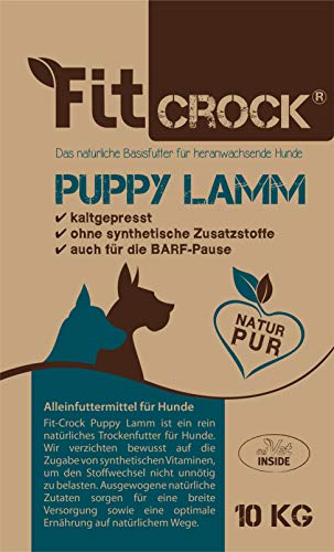 cdVet Naturprodukte Fit-Crock Puppy Lamm 10 kg - Hund - Futter - glutenfrei - Welpen + Junghunde - Unterstützung der Gelenke + Knochen + Darmflora - fördert Hell + Haut - Rohproteine - kaltgepresst -