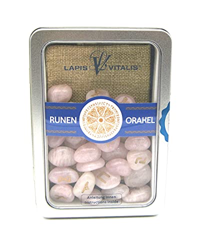 Runen-Set Rosenquarz das Spiel der Runen 25 Steine mit Beutel