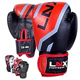 LNX Boxhandschuhe Level 5" - 8 10 12 14 16 Oz - perfekt für Kickboxen Boxen Muay Thai K1 MMA Kampfsport UVM Black/red (001) 14 Oz