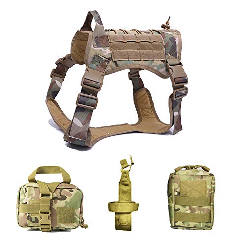ZXGQF Tactical Dog Vest Harness, No Pull Dog Wasserdichter Westentrainingsgurt mit Komfortkontrollgriff für mittlere/große Hunde beim Training Walking (M,Camouflage Suit)