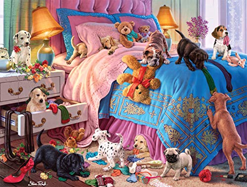 Buffalo Games 17350 A Roomful of Naughty Puppies Puzzle, 750