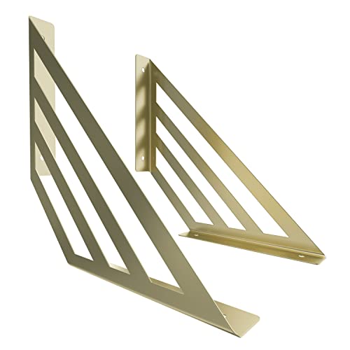 2x sossai® Design Regalträger Truss aus Stahl, 250 x 250 mm, Gold pulverbeschichtet