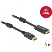 DeLOCK - Video- / Audiokabel - DisplayPort / HDMI - DisplayPort (M) Verriegelung bis HDMI (M) - 3,0m - Dreifachisolierung - Schwarz - aktiv (85957)