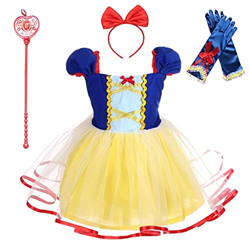 Lito Angels Prinzessin Schneewittchen Kleid mit Zubehör für Kleinkind Mädchen, Halloween Kostüm Karneval Party Verkleidung Geburtstagskleid, Größe 4-5 Jahre 104 110