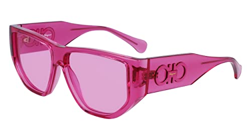Salvatore Ferragamo Unisex SF1077S Sunglasses, 664 Transparent Pink, 6 7/8