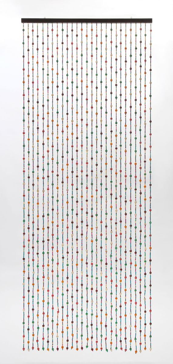 CONACORD Dekovorhang 'Colorful', Bunte Holzperlen, ca. 90 x 230 cm