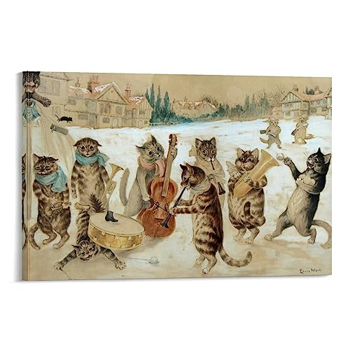 SEIBES Carol singende Katzen von Louis Wain Maler-Kunstwerk, Geschenke, Leinwandgemälde, Wandkunst, dekorativer Bilddruck, moderne Dekoration, 30 x 45 cm