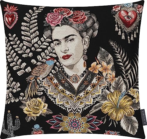 MAGMA Kissenhülle Kissenbezug Frida Kahlo mexikanische Malerin bunt 45x45cm samtig weiche Rückseite Wendekissenhülle