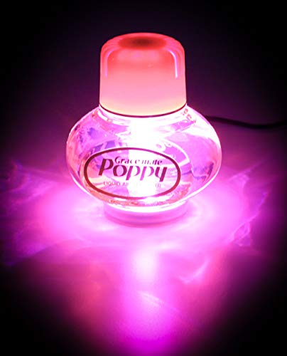 Lufterfrischer Original Grace Mate Poppy, LED-Beleuchtung 5 Volt USB-Stecker, 5 LEDs 7 Farben Farbwechsel, Duft Inhalt 150 ml, für LKW, PKW (Gardenie)