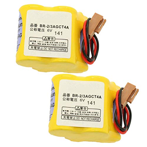 Backupower Ersatz 2PCS PLC Akku Batterie Kompatibel mit Panasonic Typ BR-2/3AGCT4A FANUC A98L-0031-0025 with Brown Plug