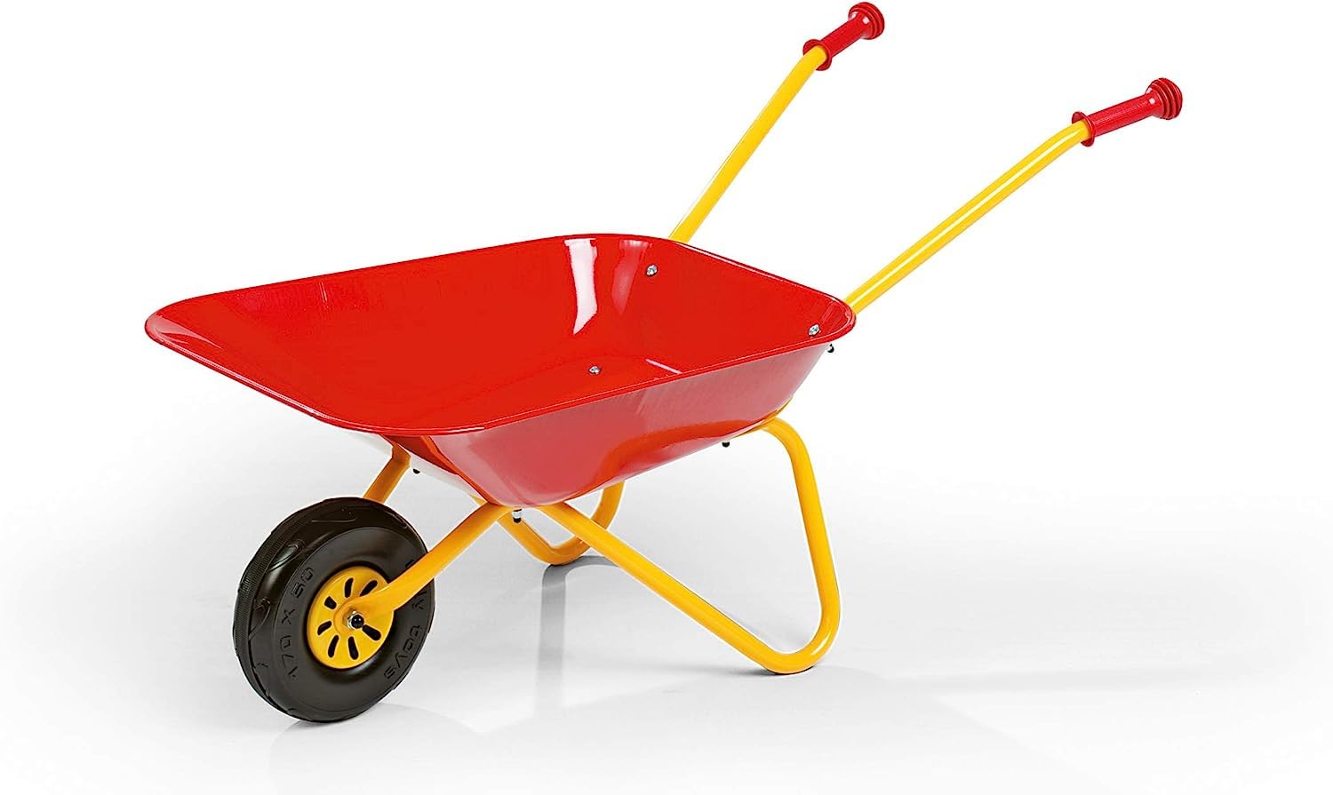 Rolly Toys Kinderschubkarre (Farbe gelb/rot, Gartenschubkarre, Metallschubkarre, Spielzeug für Kinder ab 2,5 Jahren, belastbar bis 25 kg, Gartenwerkzeug für Kinder) 27804