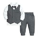 Baby Formale Outfit Jungen Smoking Plaid Gentleman Anzug Onesie Overall (C,9-12M)
