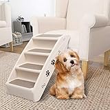 TEWTX7 Hundetreppe 4 Stufen, kleine & große Hunde, Bett & Couch, Auto, 62 x 40 x 49,5 cm, Robustes und Leichtes Design, Schnell Verstaubar, Farbwahl