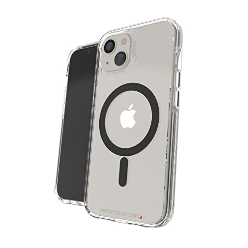 Gear4 ZAGG Santa Cruz Snap - MagSafe-kompatibles durchsichtiges Gehäuse, das das D3O®-Schutzmaterial hervorhebt - für iPhone 13 - Farbe: Schwarz